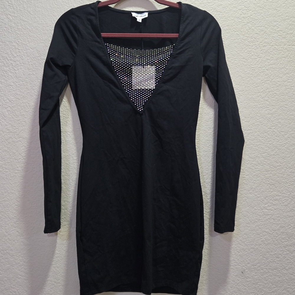 NWT Superdown Maris Deep V Mini Dress in Black Size S - Picture 6 of 12